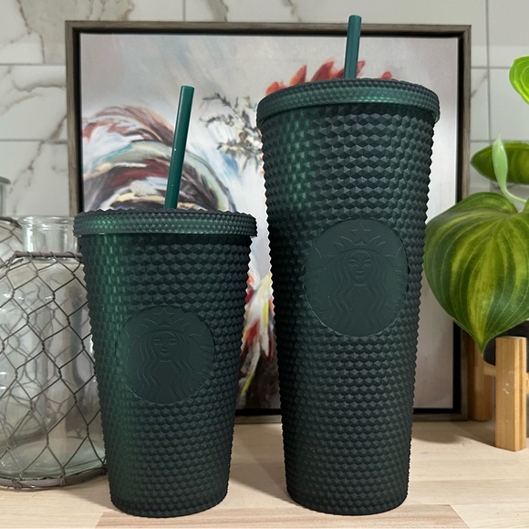 Starbucks Other - New! Green 2022 Starbucks Soft Touch Studded Tumblers 24oz & 16oz Matte Green